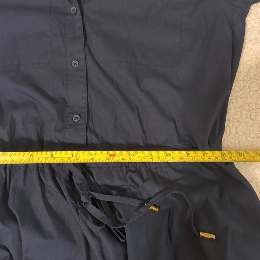 Donna Karan Navy Button-Front Drawstring Shirt Dr… - image 7